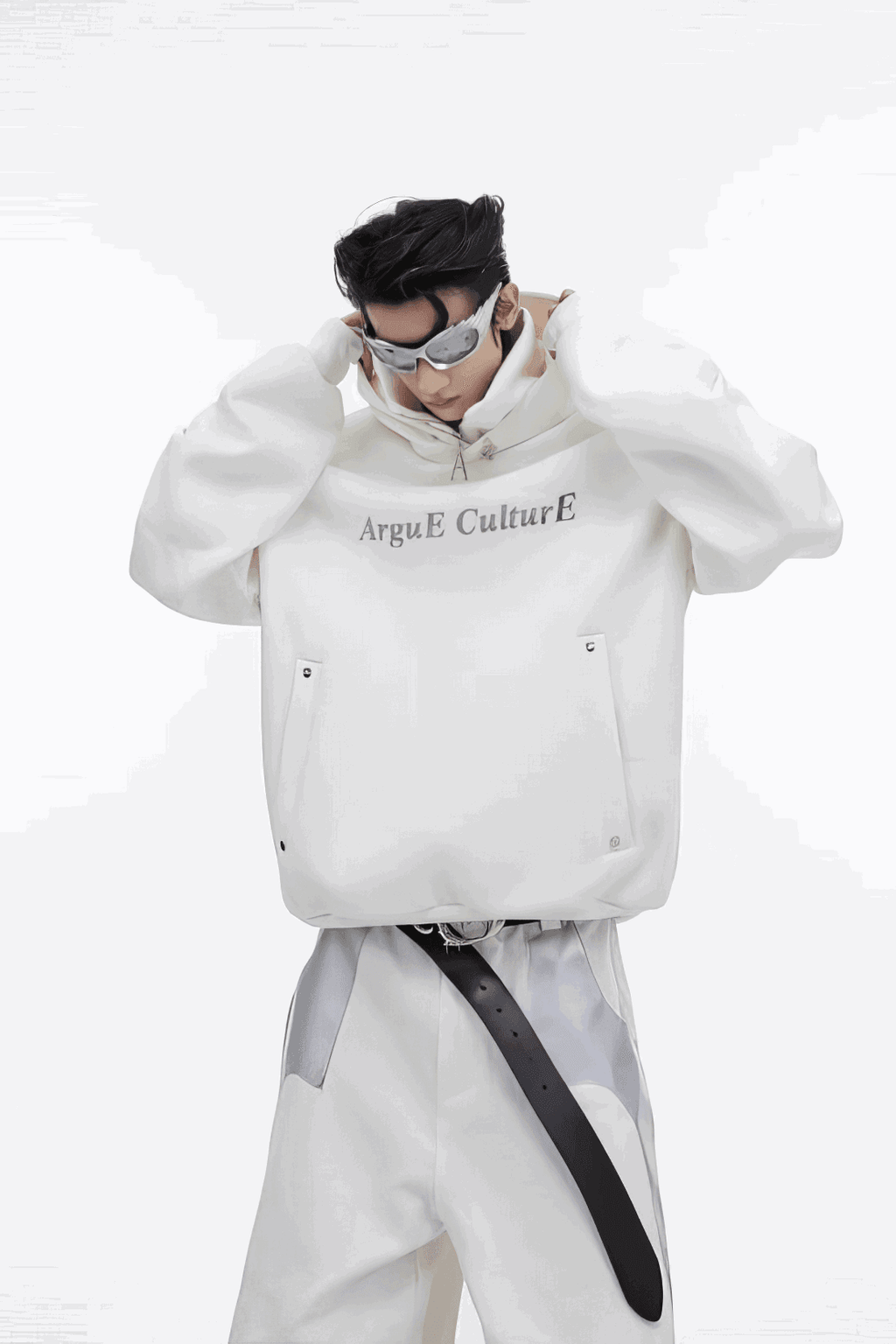 American Style Heavy Hooded Sweatshirt – High Collar, Shoulder Pads