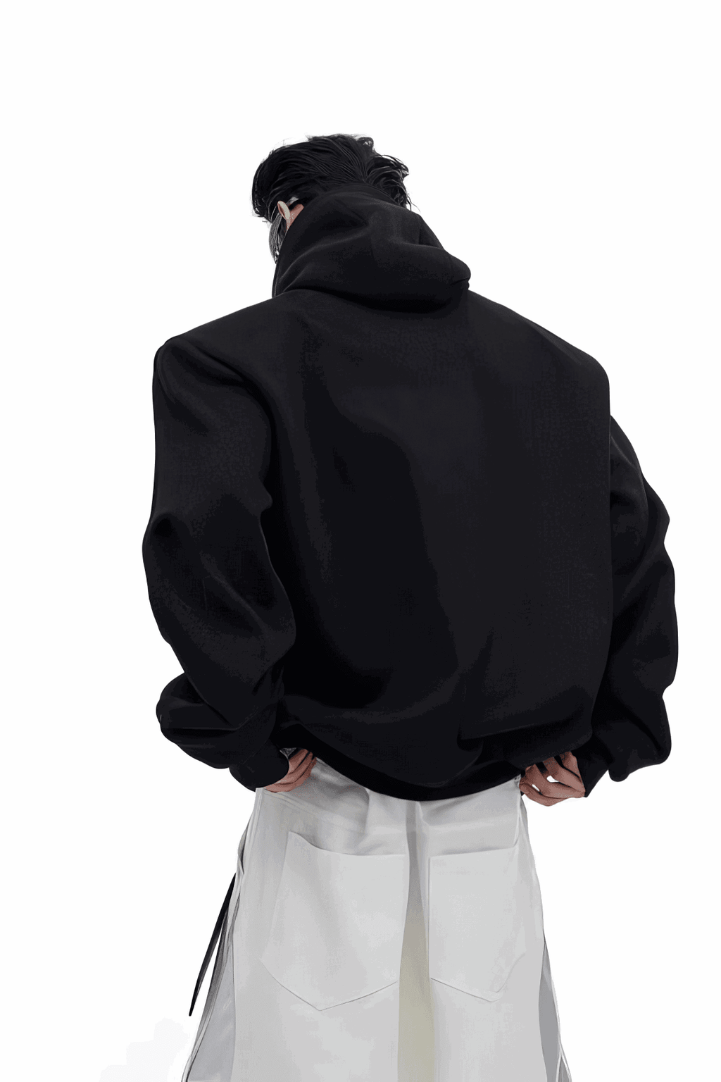 American Style Heavy Hooded Sweatshirt – High Collar, Shoulder Pads