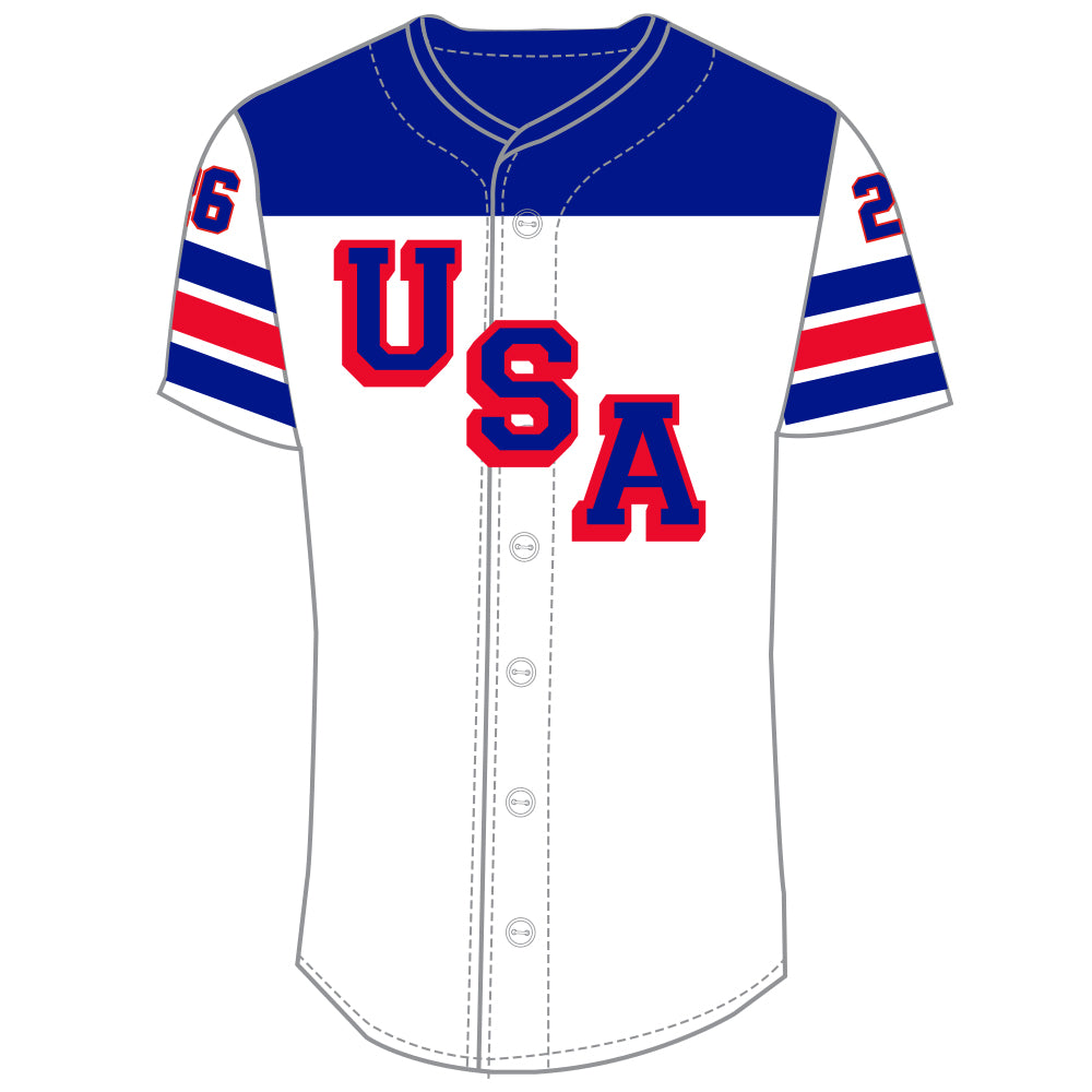 USA Hockey 2026 Replica Embroidered Cotton Baseball Jersey White