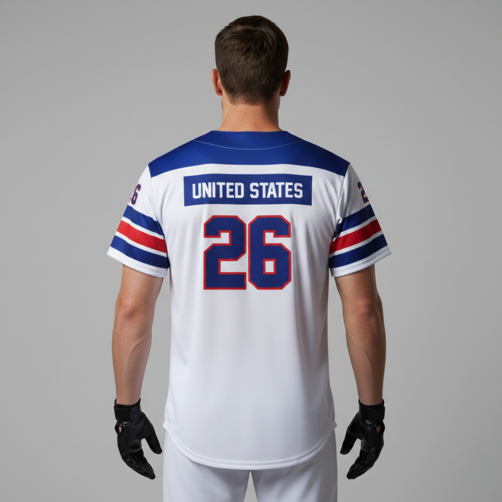 USA Hockey 2026 Replica Embroidered Cotton Baseball Jersey White