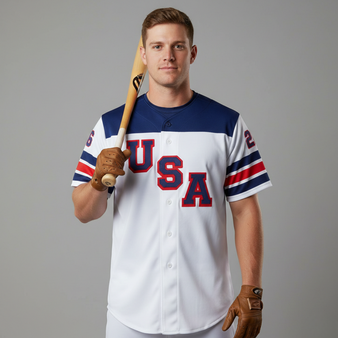USA Hockey 2026 Replica Embroidered Cotton Baseball Jersey White
